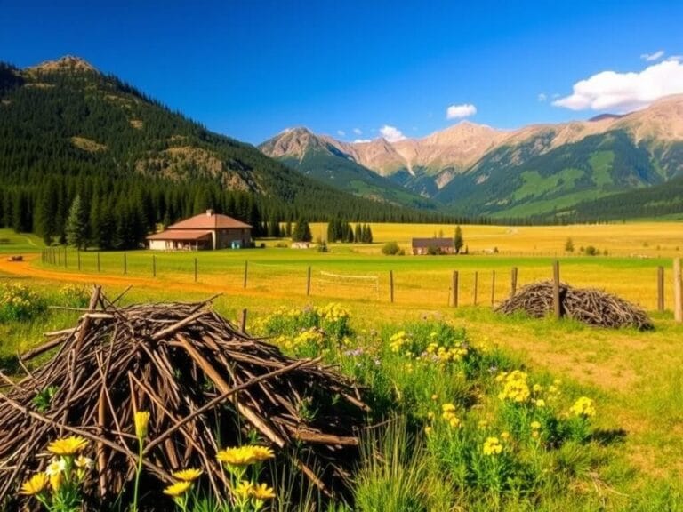 Flick International Serene Colorado landscape featuring a peaceful ranch with lush greenery and mountains