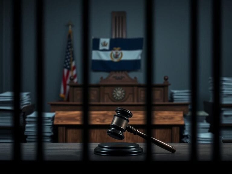 Flick International A somber courtroom scene with an empty judge's bench and a gavel, symbolizing justice