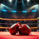 Flick International Boxing ring with gloves and cheering fans, symbolizing the crossover between basketball and boxing