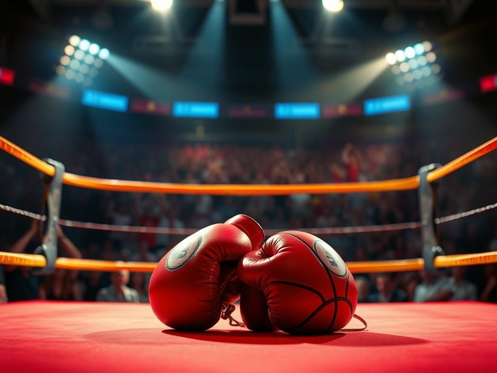 Flick International Boxing ring with gloves and cheering fans, symbolizing the crossover between basketball and boxing