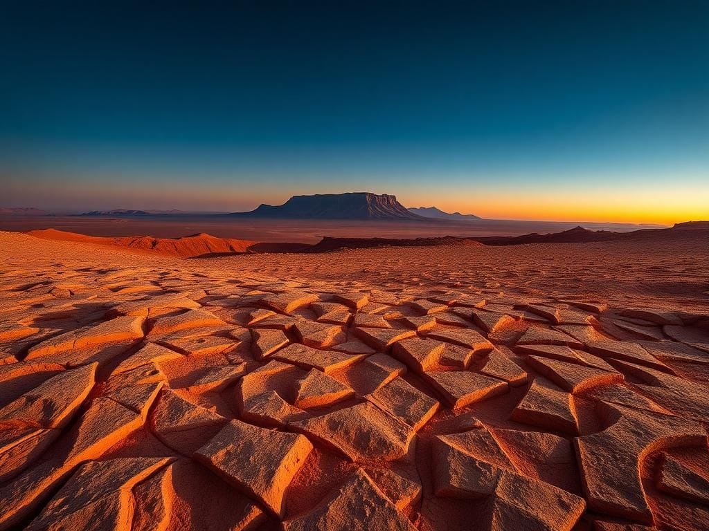 Flick International Panoramic view of geological formations on Mars showcasing unique 'boxwork' patterns