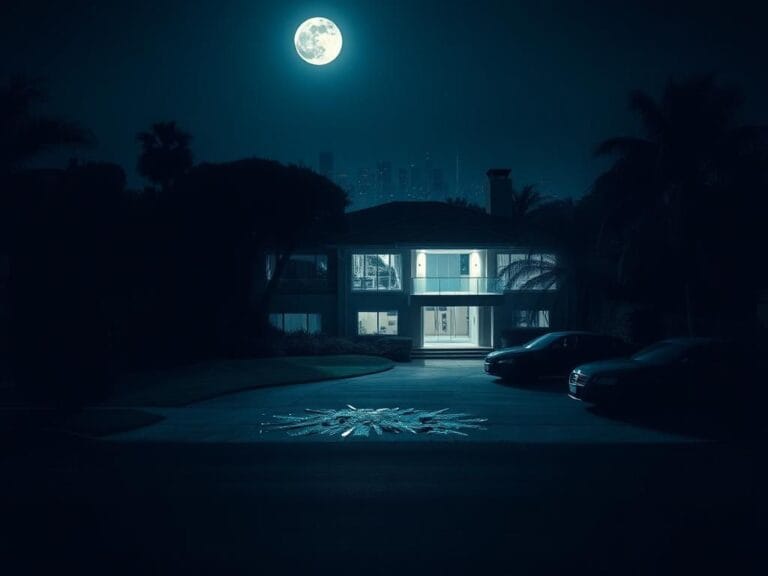 Flick International A modern Los Angeles home with a broken front window and scattered glass