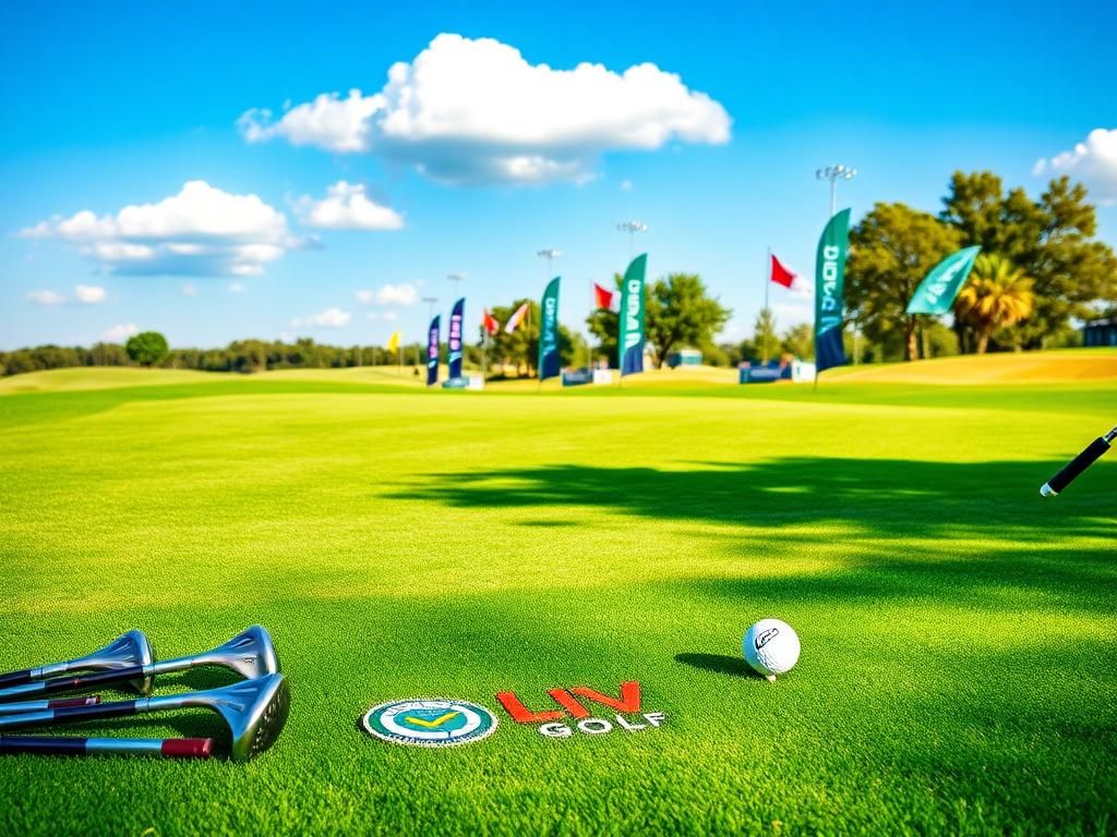 Flick International A beautiful golf course scene in Dallas, Texas with golf clubs and balls displayed on a green lawn