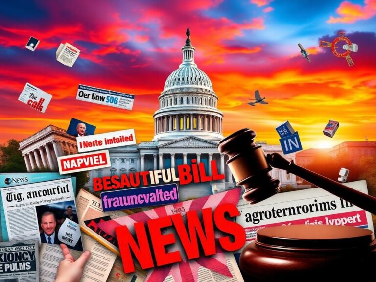 Flick International A vibrant collage illustrating political discussions and significant events with the Capitol building in the backdrop.