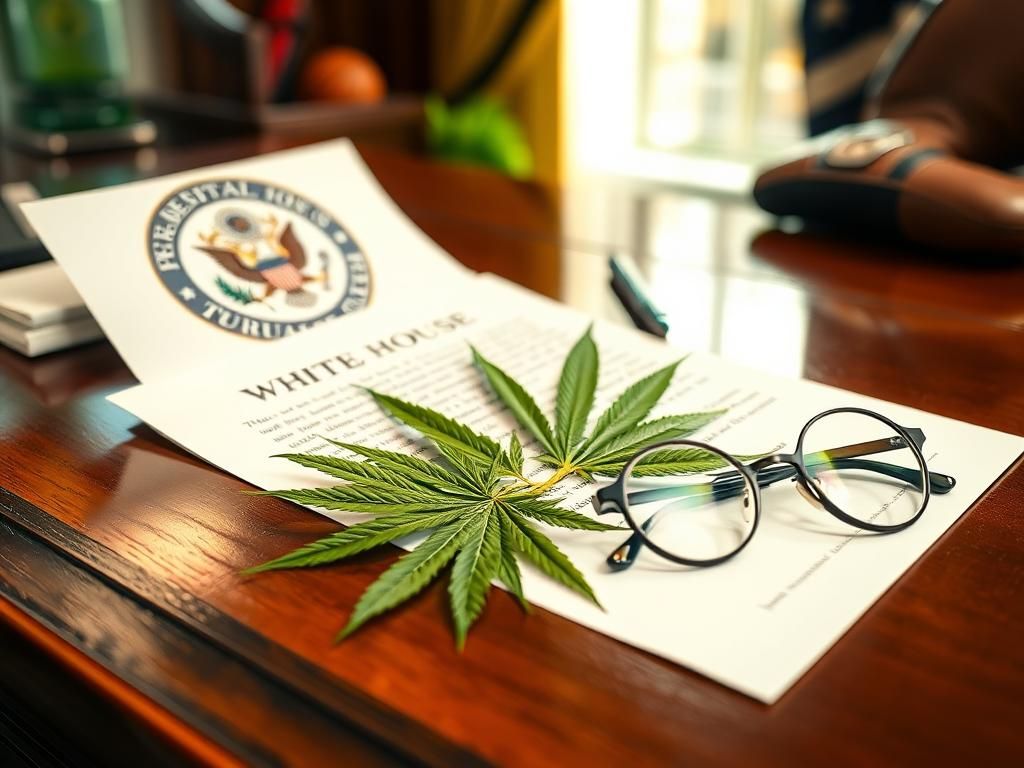 Flick International A letter addressed to the White House surrounded by cannabis leaves, symbolizing the call for reform