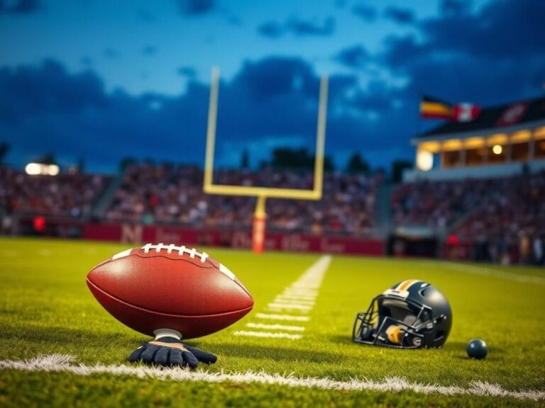 Flick International Dusk stadium scene featuring a football field and equipment symbolizing tight end preparations