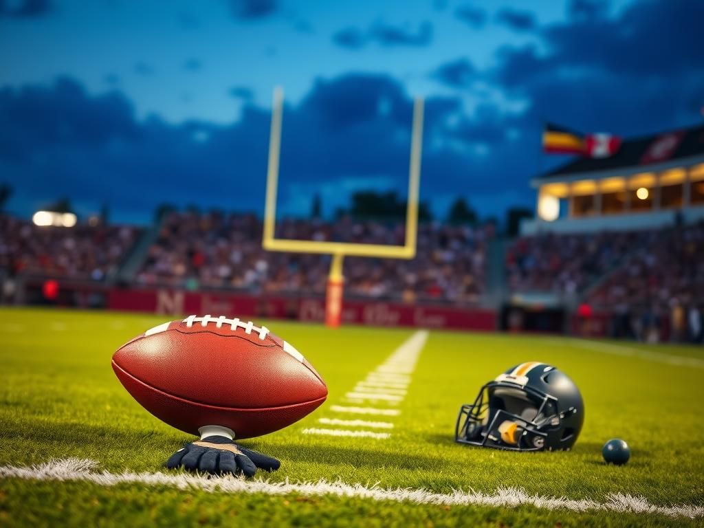 Flick International Dusk stadium scene featuring a football field and equipment symbolizing tight end preparations