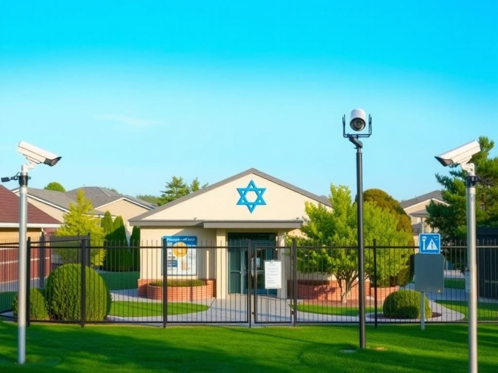 Flick International Image of a Jewish community center with security features symbolizing safety and resilience.