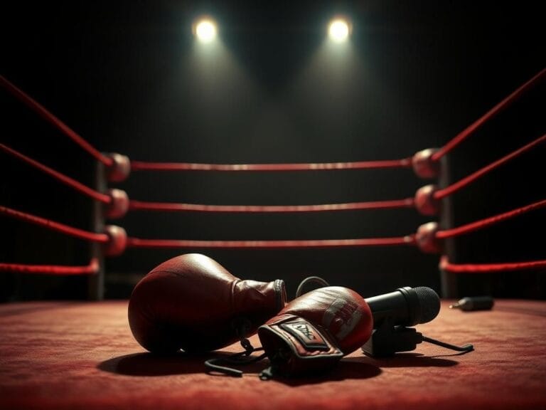 Flick International Dramatic boxing ring with spotlight highlighting the center, symbolizing the intensity of competition