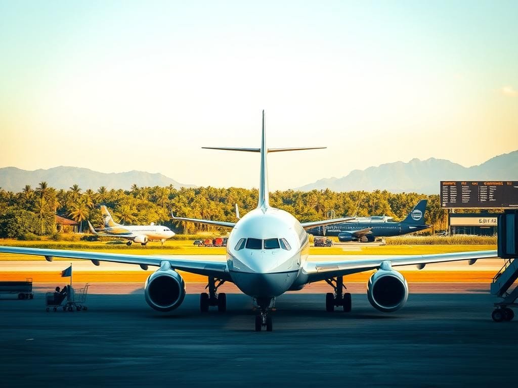 Flick International Large ICE deportation aircraft on the tarmac at a Central American airport