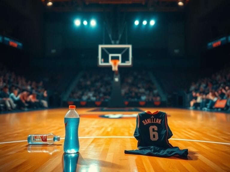 Flick International An empty basketball court focused on a solitary hoop, symbolizing Caitlin Clark's absence due to injury