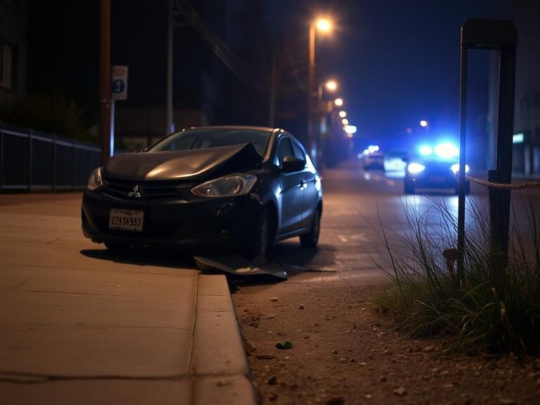 Flick International Heavily damaged black Mitsubishi Mirage involved in Nashville hit-and-run