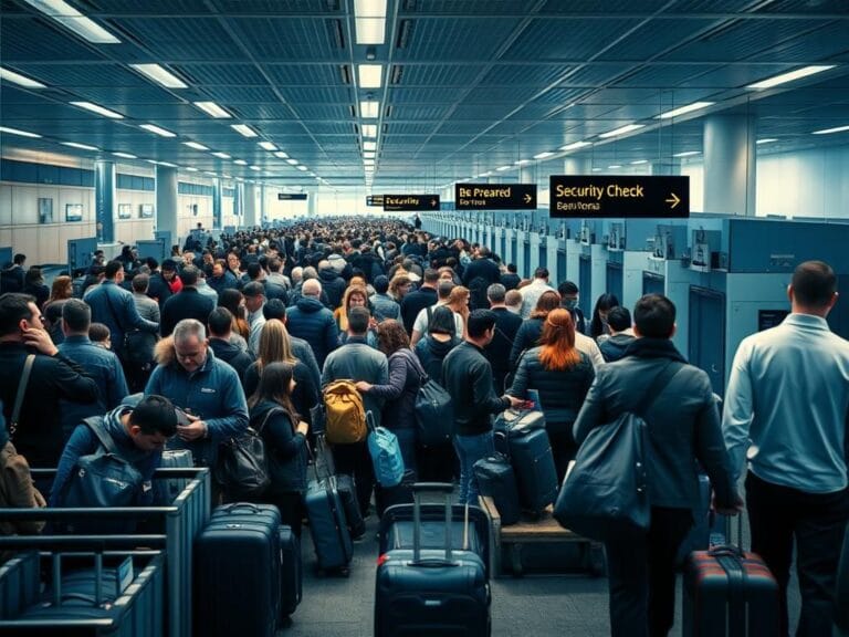 Flick International Security screening checkpoint at a U.S. airport during heightened tensions