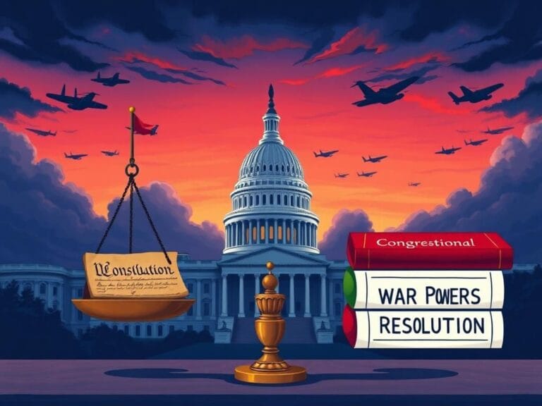 Flick International Illustration of the US Capitol building with dramatic twilight sky representing war powers debate