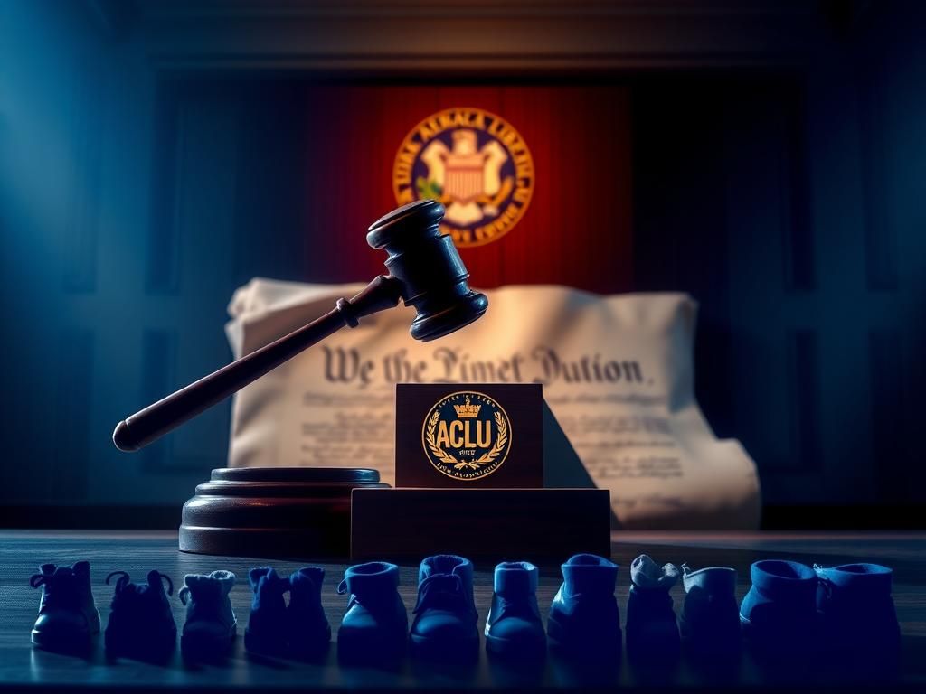 Flick International A dramatic courtroom scene with a gavel striking a sound block, representing justice in the challenge against Trump's birthright citizenship order.