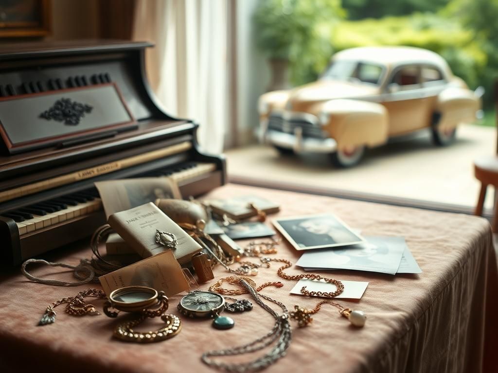 Flick International A collection of vintage memorabilia showcasing Mariska Hargitay's family history.