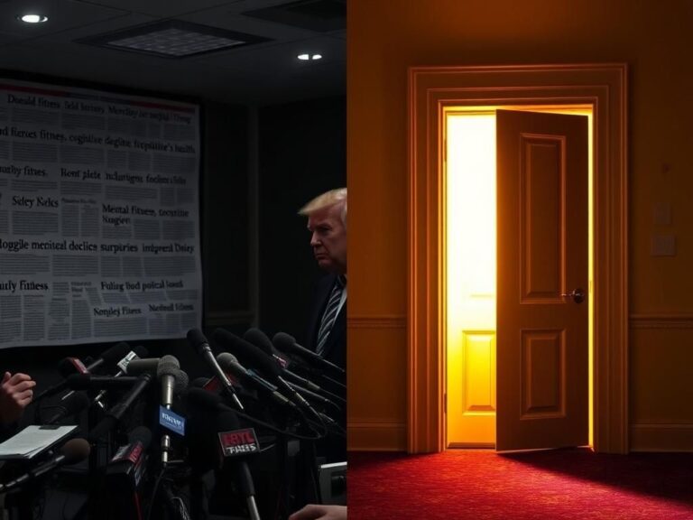 Flick International Split scene showing contrasting media scrutiny of Donald Trump's health and Joe Biden's cognitive challenges