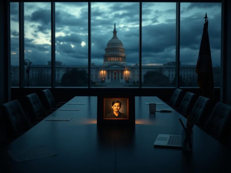 Flick International dimly lit conference room set for meeting with families of hostages held by Hamas