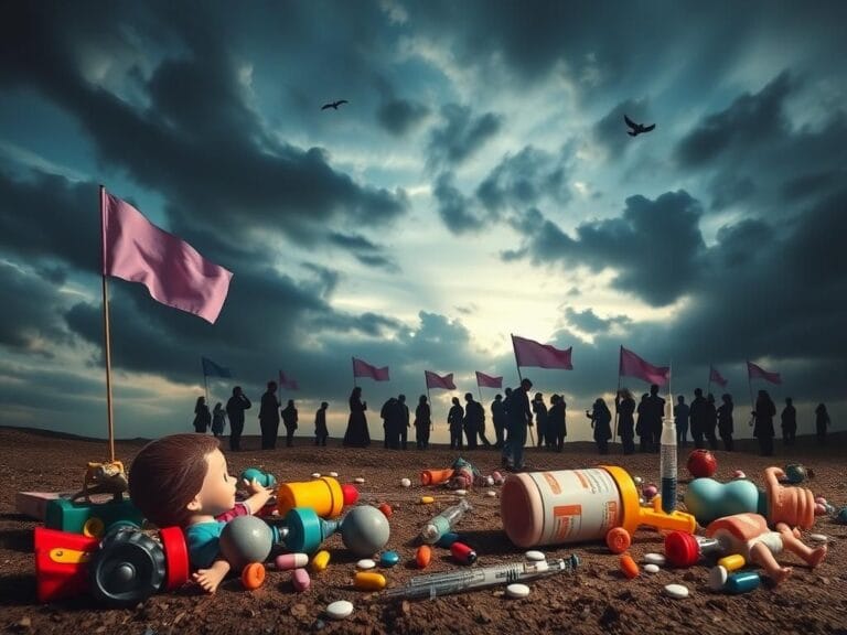 Flick International A child's abandoned toys amidst medical objects reflecting the complex issue of transgender identity in children