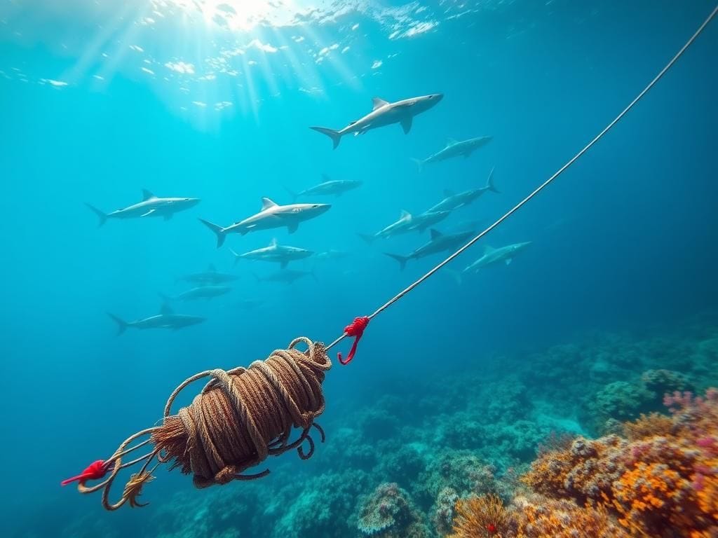 Flick International A vibrant underwater scene with 19 sharks swimming freely in crystal-clear waters.