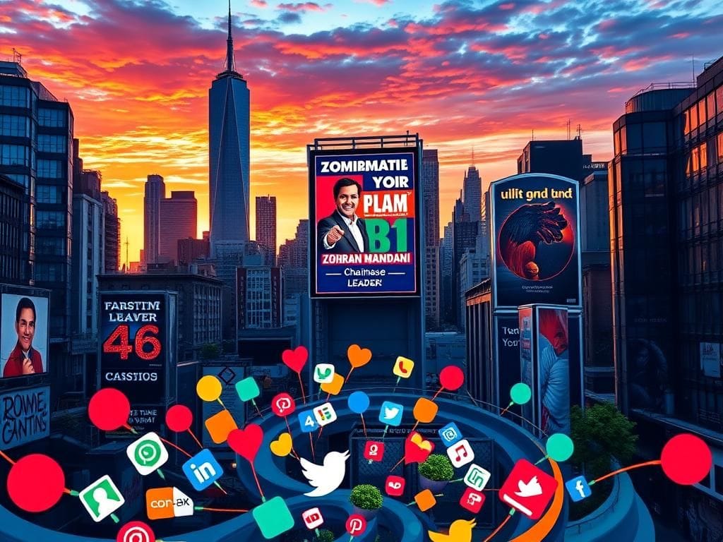 Flick International Digital billboard in New York City promoting Zohran Mamdani's mayoral campaign.