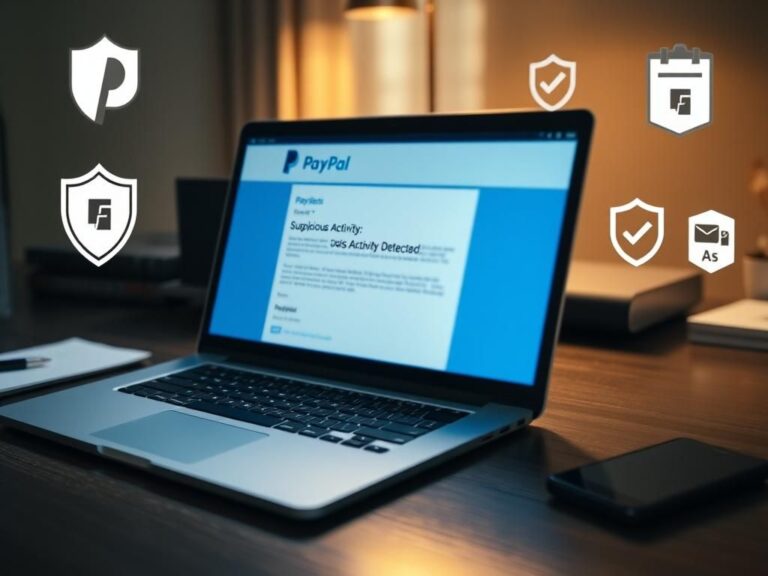 Flick International Close-up of an open laptop displaying a blurred PayPal email inbox with an urgent message.