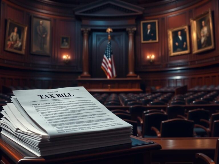 Flick International Dimly lit congressional chamber showcasing an ornate podium and empty seats