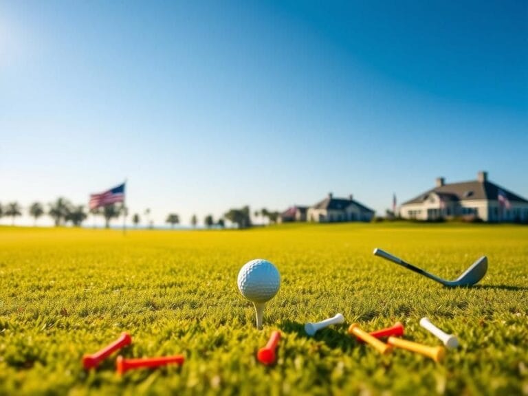 Flick International A serene golf course with American flags, symbolizing political discussions