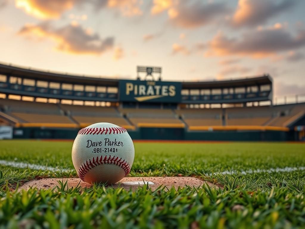 Flick International A vintage baseball glove and ball commemorate Dave Parker's legacy on a serene baseball diamond at dusk.