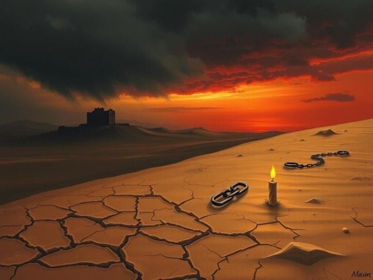 Flick International A cracked earth landscape symbolizing the struggles of the Iranian people amidst tension