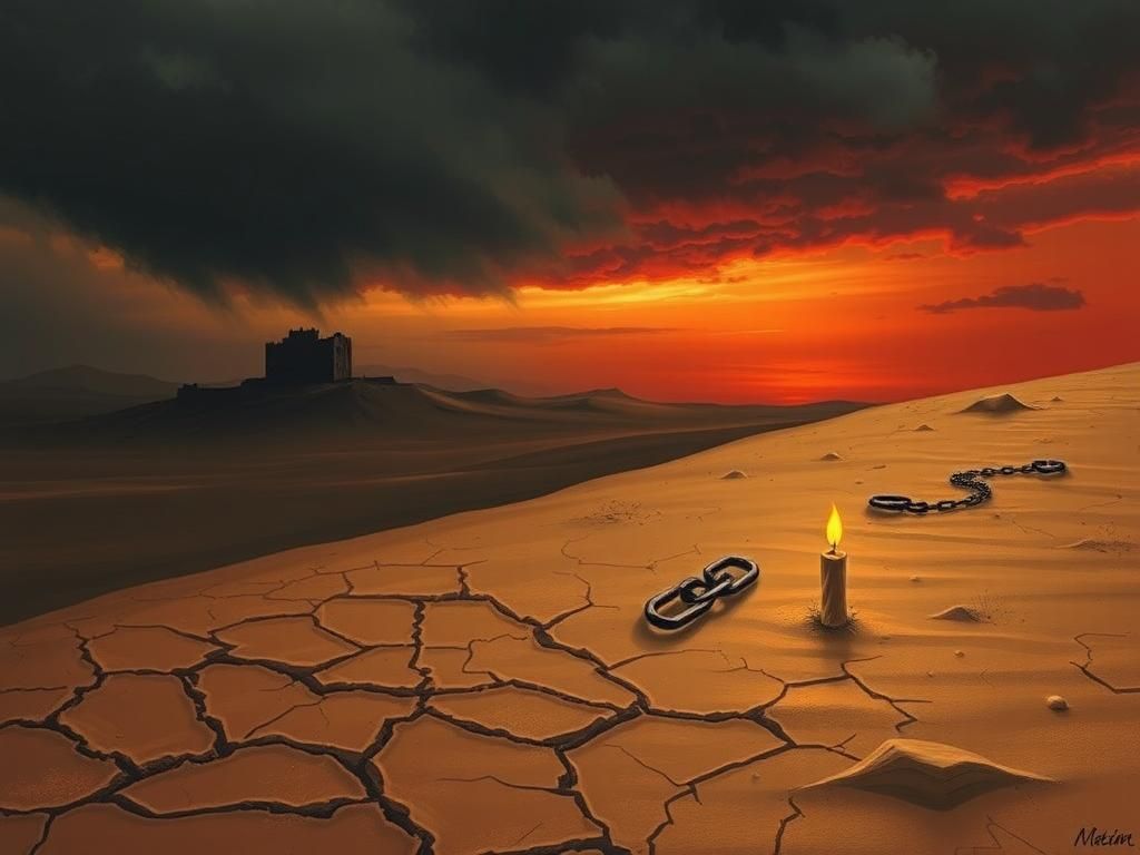 Flick International A cracked earth landscape symbolizing the struggles of the Iranian people amidst tension