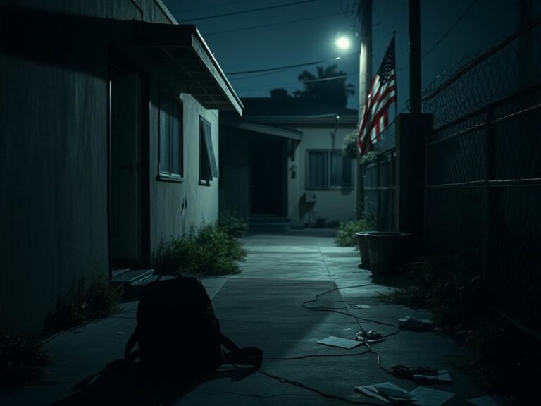 Flick International Dimly lit alleyway outside a Los Angeles home tied to an Iranian smuggling hub