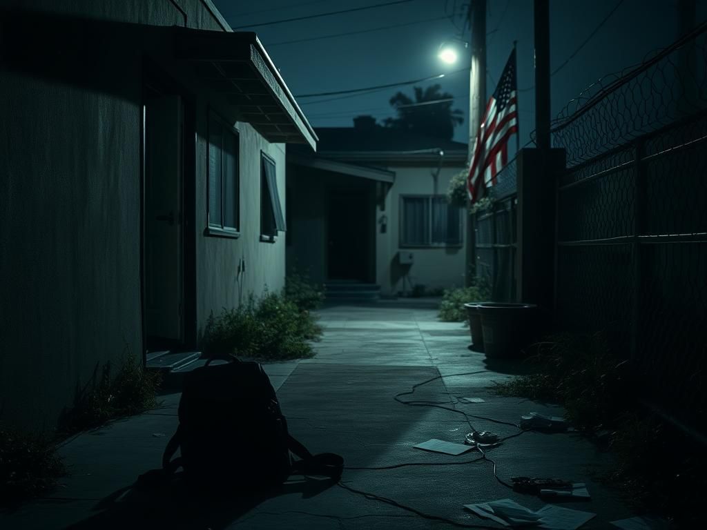 Flick International Dimly lit alleyway outside a Los Angeles home tied to an Iranian smuggling hub