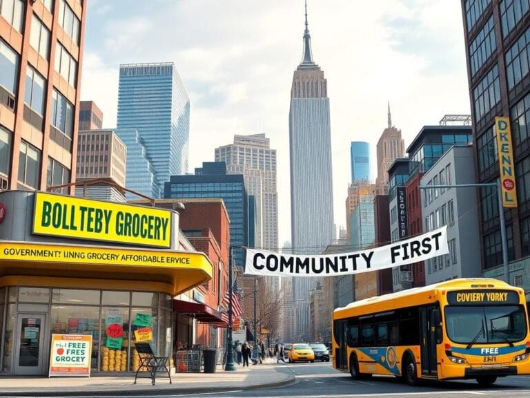 Flick International Vibrant urban scene of New York City showcasing iconic skyscrapers and symbols of political change