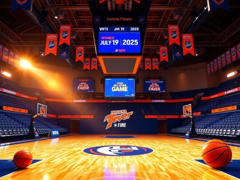 Flick International Basketball court at Gainbridge Fieldhouse showcasing Indiana Fever colors with WNBA logo