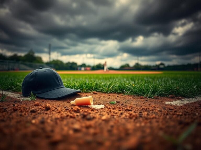 Flick International Close-up view of baseball diamond with gum and cap indicating manager's ejection