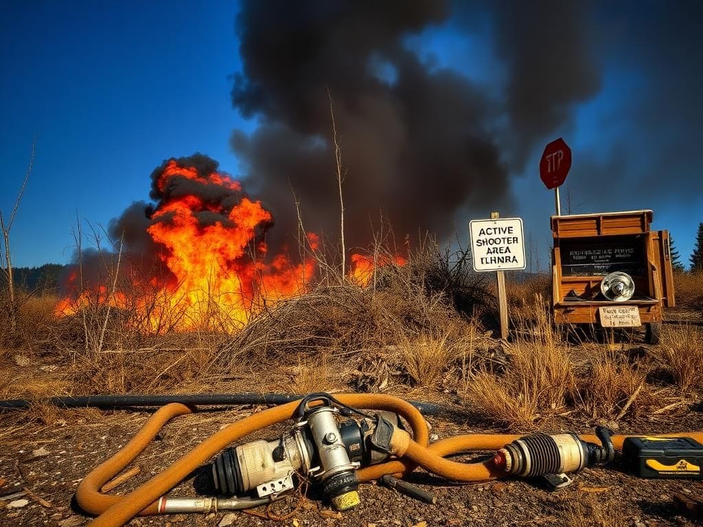 Flick International Active wildfire in North Idaho with firefighters' equipment abandoned amid chaos