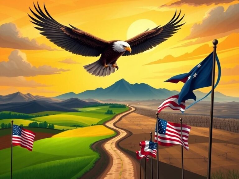 Flick International Majestic eagle soaring over a divided political landscape