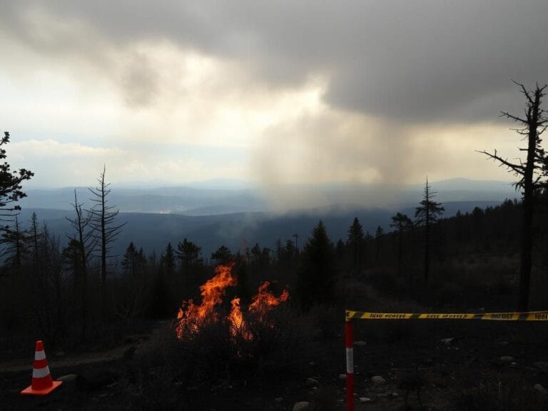 Flick International Dramatic scene of a fire in Kootenai County, Idaho, with charred trees and smoke-filled sky