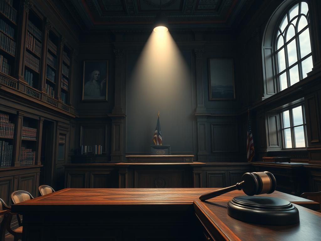 Flick International Empty witness stand in Pennsylvania courthouse highlighting the tension of Bryan Kohberger's murder trial