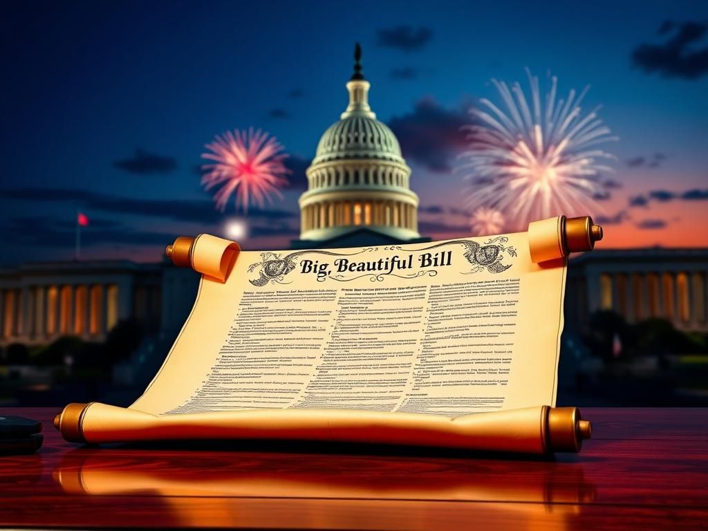 Flick International A grand Capitol building illuminated by fireworks, symbolizing Independence Day.