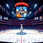 Flick International A dramatic scene at Rogers Place showcasing the Edmonton Oilers and Florida Panthers during the Stanley Cup Final.