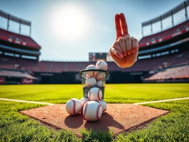 Flick International A baseball diamond under bright sunlight with home plate in focus and an umpire's intentional walk signal displayed.