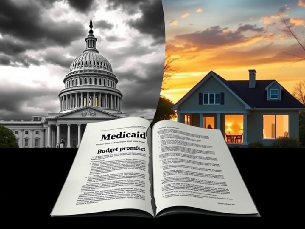 Flick International A split image showing a Capitol Building under stormy skies juxtaposed with a serene home setting.