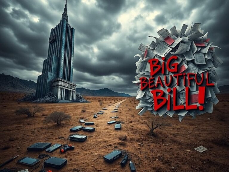 Flick International A dramatic representation of a political confrontation symbolizing the clash between corporate ambition and governance.