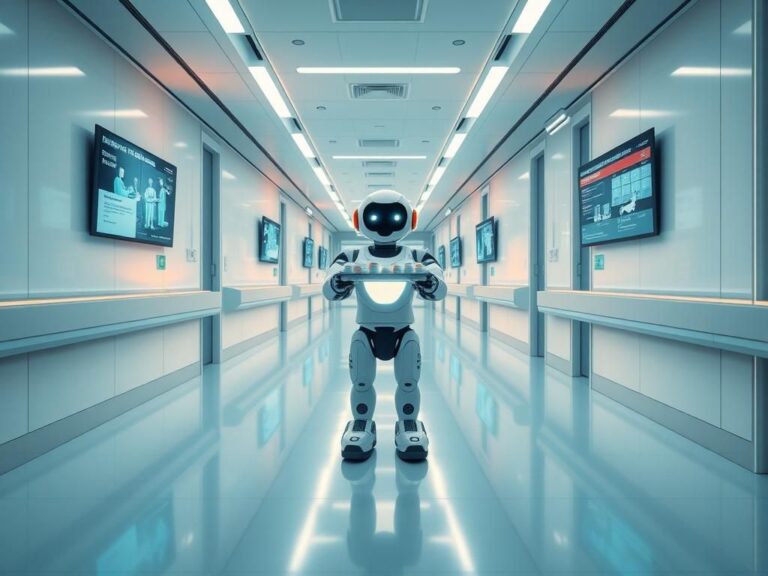 Flick International AI nursing robot Nurabot delivering medications in a modern hospital corridor
