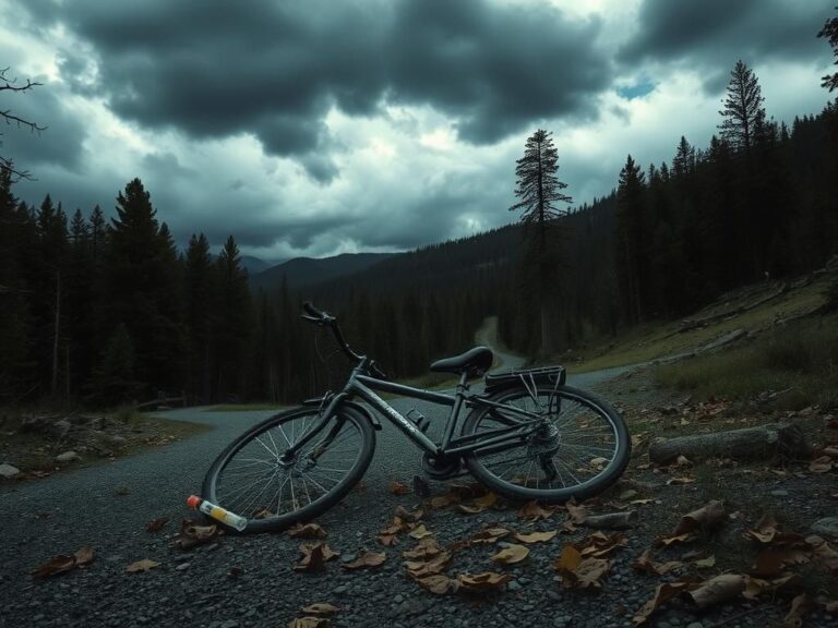 Flick International Somber landscape in Colorado with an abandoned bicycle symbolizing the disappearance of Suzanne Morphew