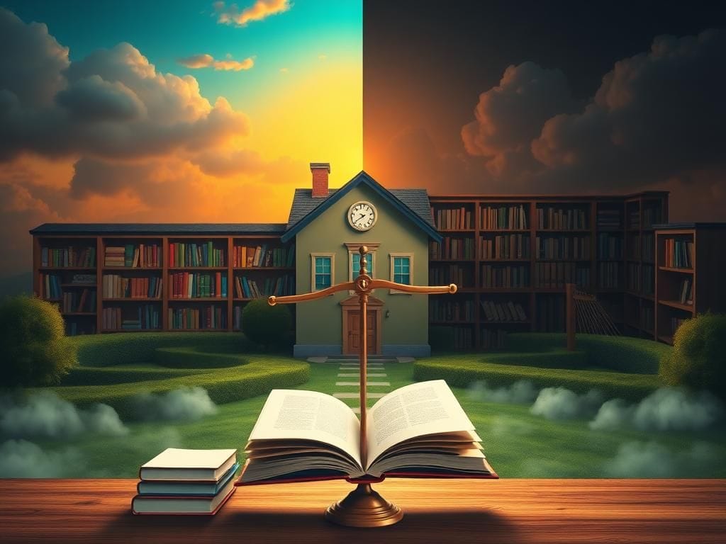 Flick International A split landscape showing contrasting views on LGBTQ content in education