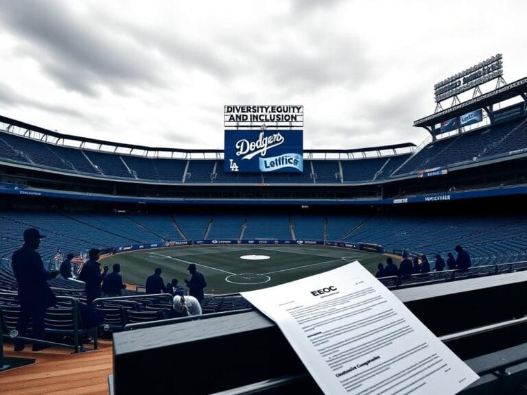 Flick International Empty Los Angeles Dodgers field with shadows of faceless figures representing lack of diversity