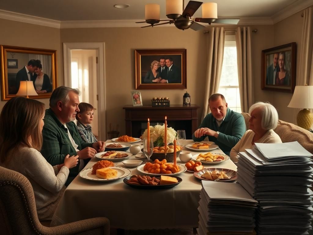 Flick International Cozy family gathering in a well-decorated living room symbolizing warmth and resilience